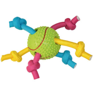 Pelota tennis de goma con cuerda tricolor